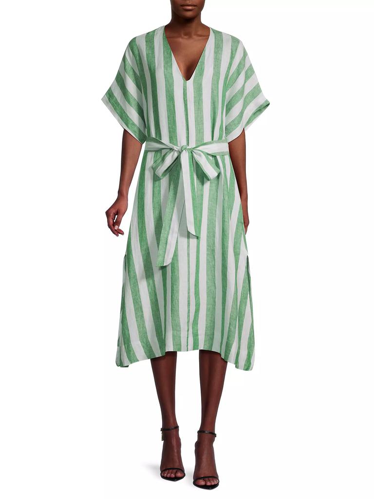 Birds of Paradis Hannah Striped Linen Midi-Dress