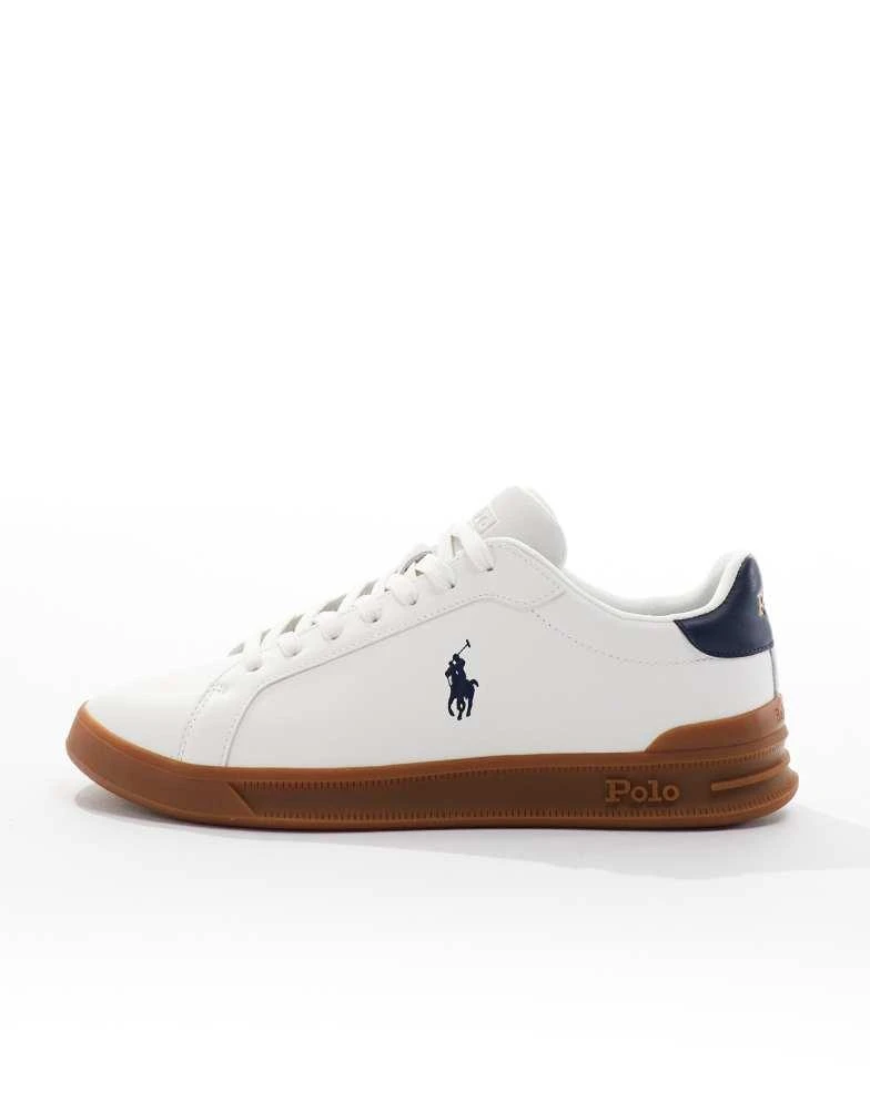 Ralph Lauren Polo Ralph Lauren Heritage Court leather suede mix trainer with gum sole in white 2