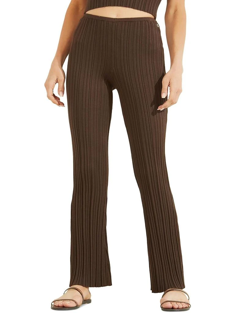 GUESS Carmella Womens Ribbed Knit High-Waist Pants 1