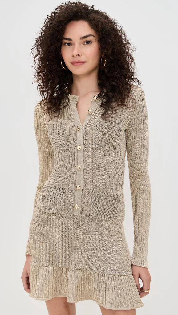 Self Portrait Gold Metallic Knit Mini Dress 1