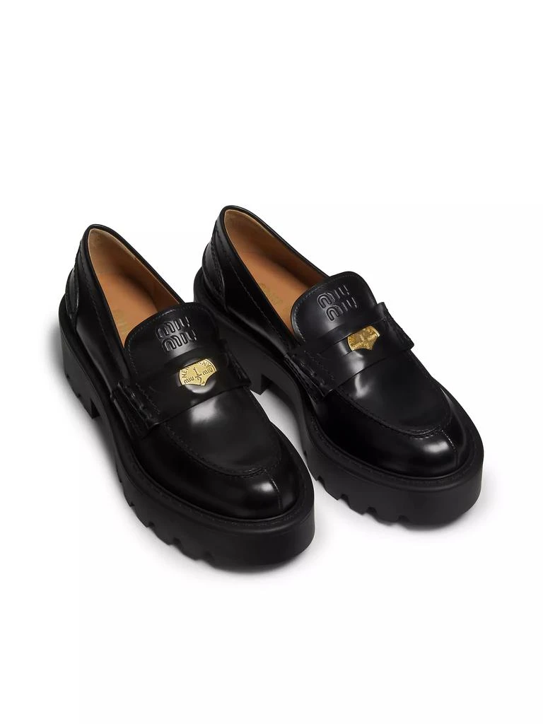 Miu Miu Spazzolato Leather Loafers 4
