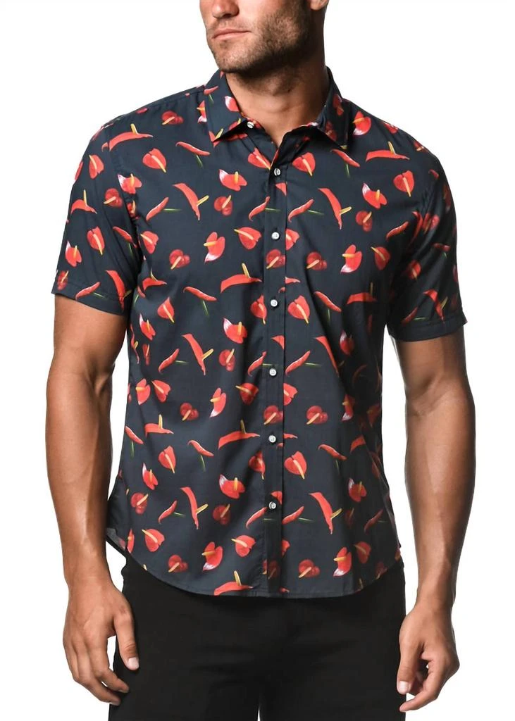 Postmarc Short Sleeve Woven Shirt In Navy/red 1
