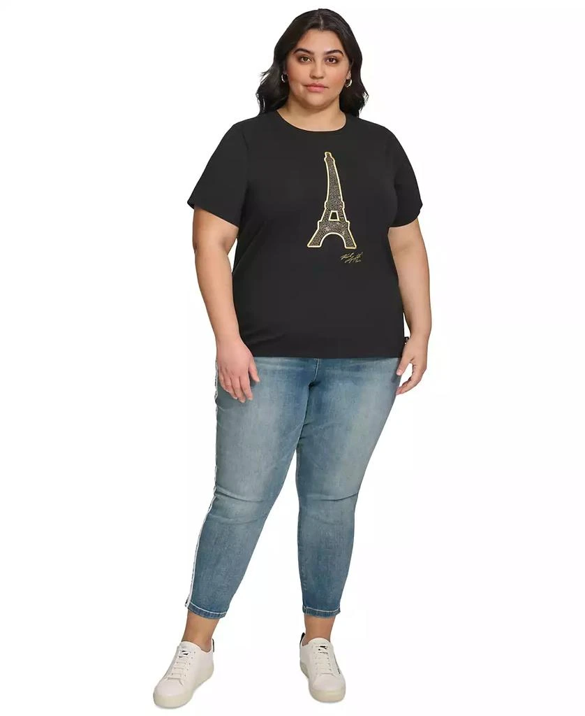 Karl Lagerfeld Paris Plus Size Eiffel Tower Embellished T-Shirt, First@Macy’s 4