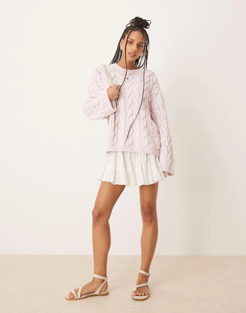 GINA TRICOT Gina Tricot oversized cable knit sweater in pink 2