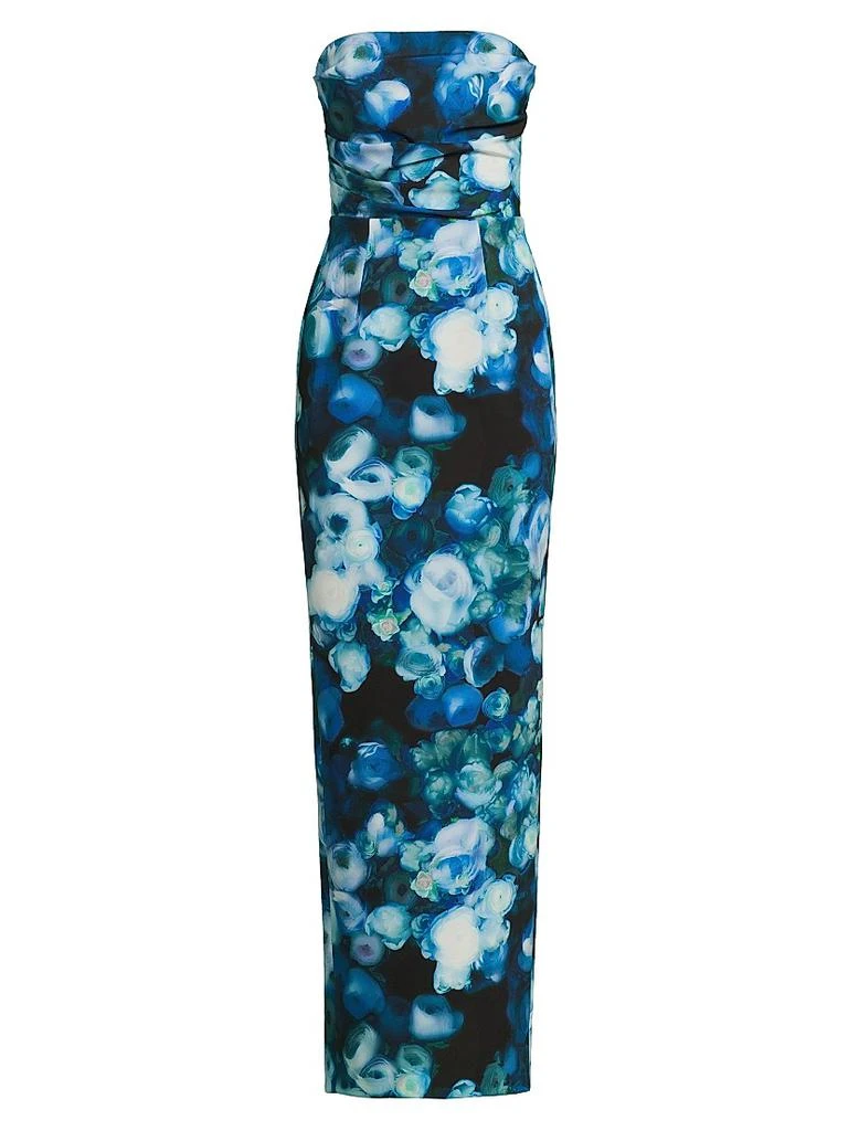black floral strapless dress Strapless Maxi Dress in Black & White Floral main image 0