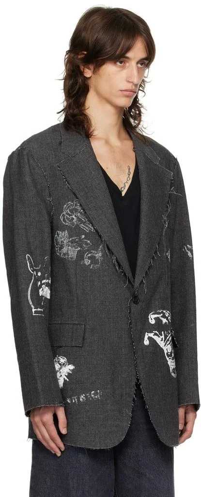 R13 Gray Raw Cut Ragged Blazer 2