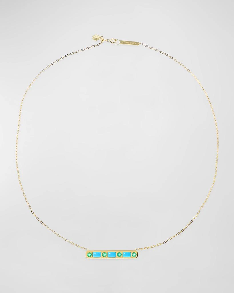 Stevie Wren 18K Topaz & Sapphire Best Friend Bar Necklace 1