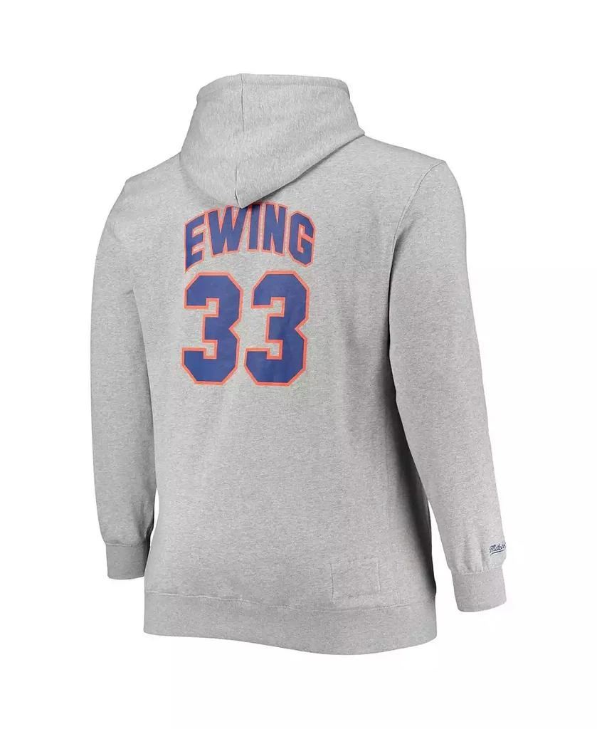 Mitchell & Ness Men's Patrick Ewing Heathered Gray New York Knicks Big and Tall Name and Number Pullover Hoodie 3
