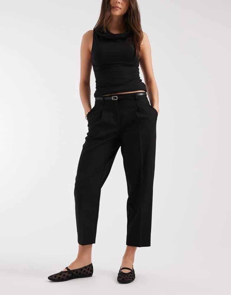 VERO MODA Vero Moda belted tailored barrel leg trousers in black
