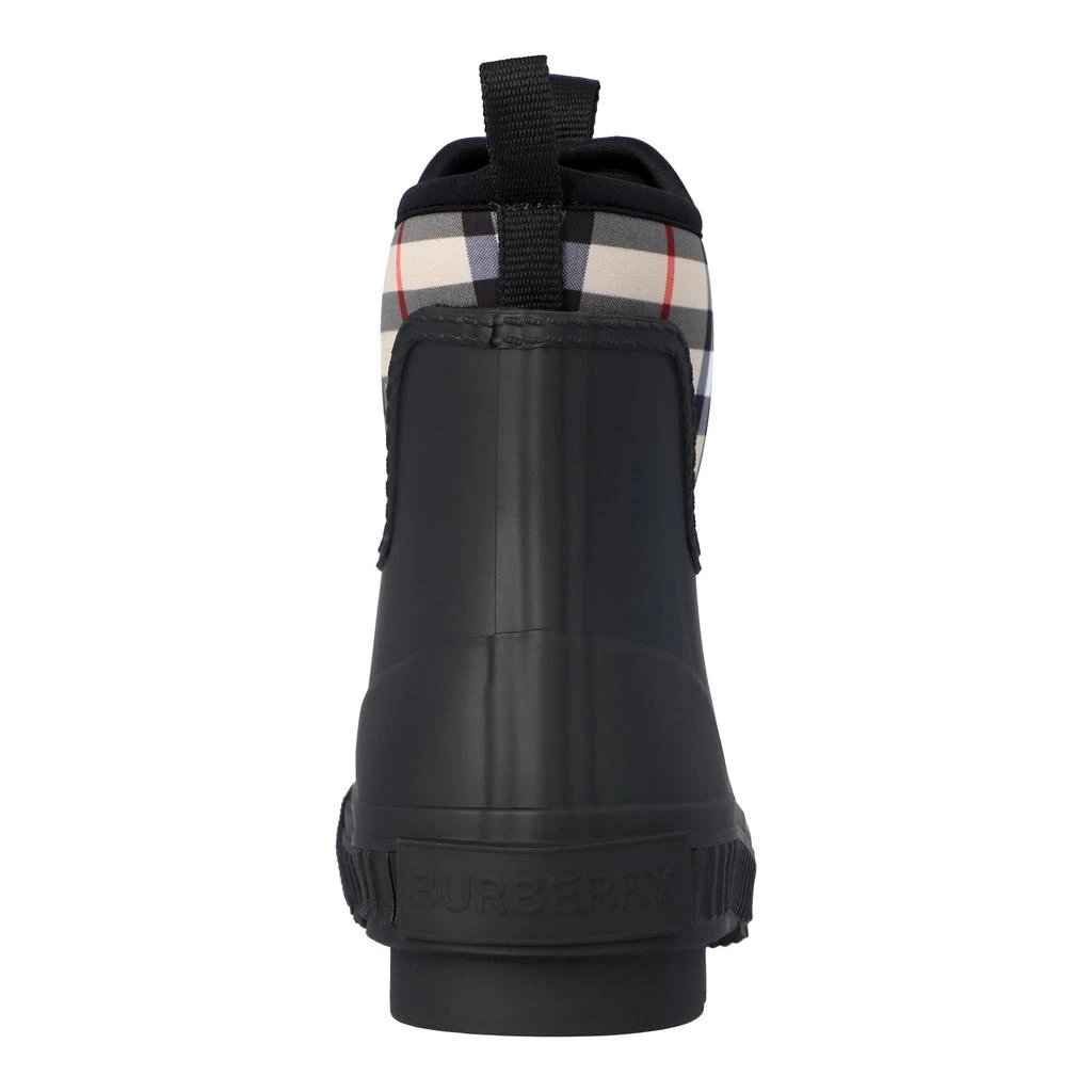 Burberry women check panel rain boots in black rubber 3