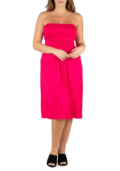 24seven Comfort Apparel Comfort Apparel Plus Size Knee Length  Strapless Mini Dress 1