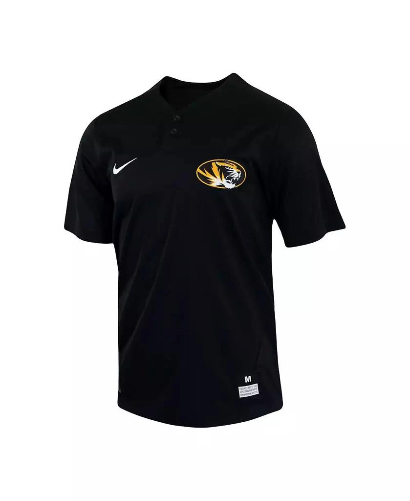 NIKE Men's Black Missouri Tigers Two-Button Replica Baseball Jersey 3