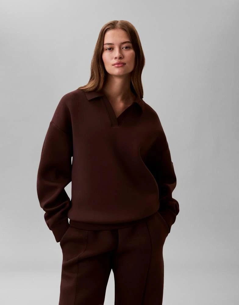 Calvin Klein Calvin Klein Jeans oversized scuba polo sweatshirt in brown 4
