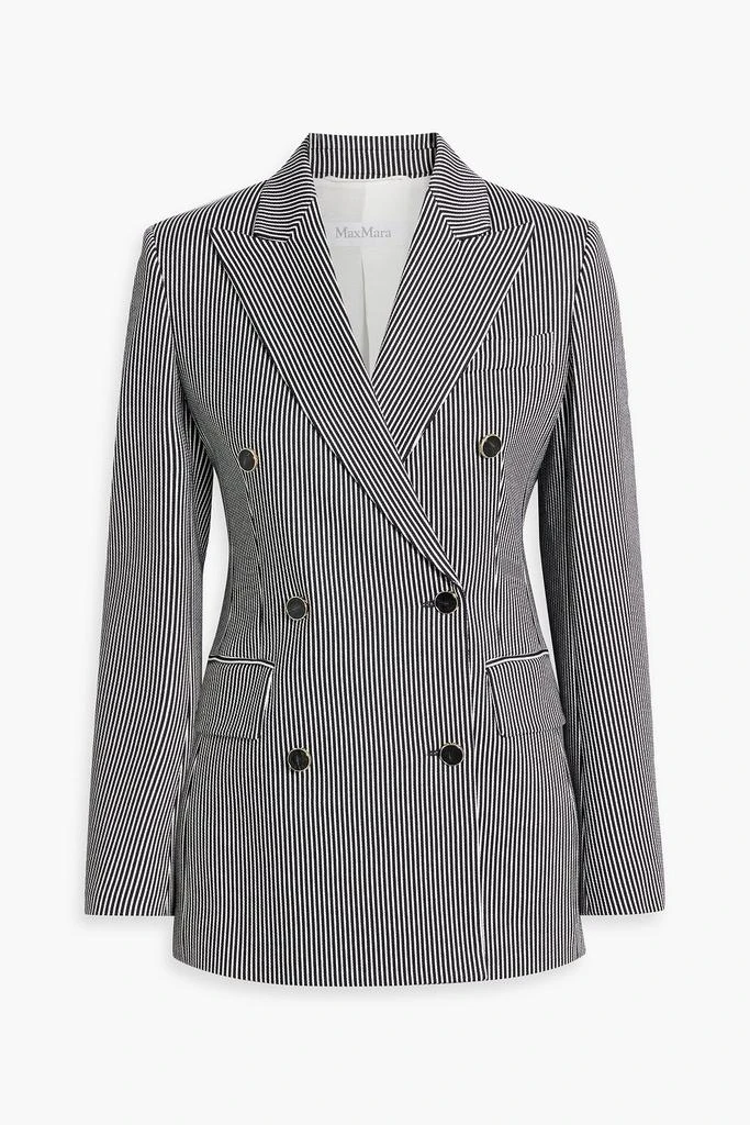 MAX MARA Double-breasted striped seersucker blazer 1