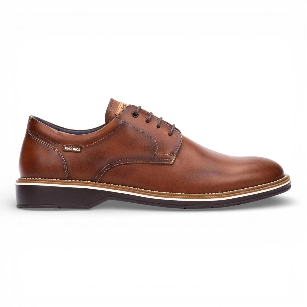 Pikolinos Pikolinos Men
s Brown Leather Lace-Up Derby Comfort Shoes - Claret