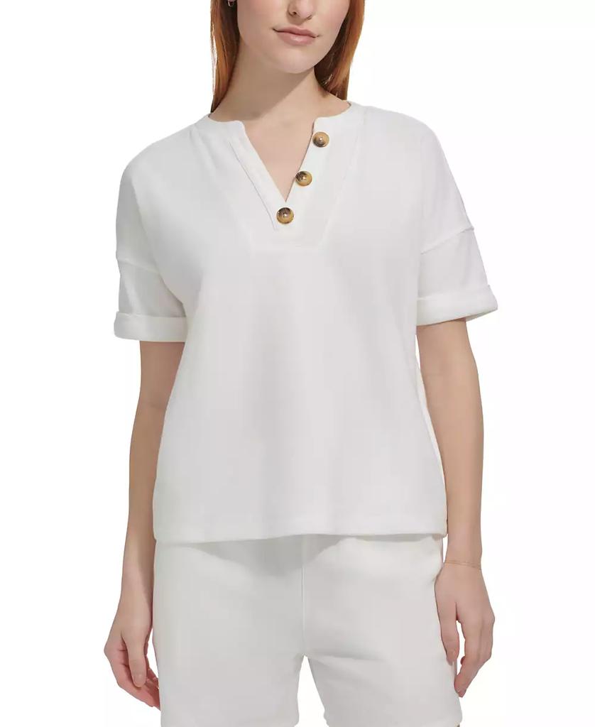 Marc New York by Andrew Marc Women's French Terry Henley Top