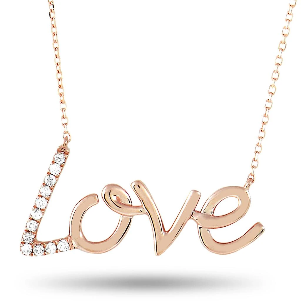 Non Branded 14K Rose Gold 0.10 ct Diamond Love Pendant Necklace 1