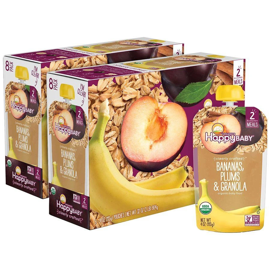 Happy Baby Organics Clearly Crafted Stage 2 Meals Bananas, Plums & Granola Pouch Bananas, Plums & Granola 1