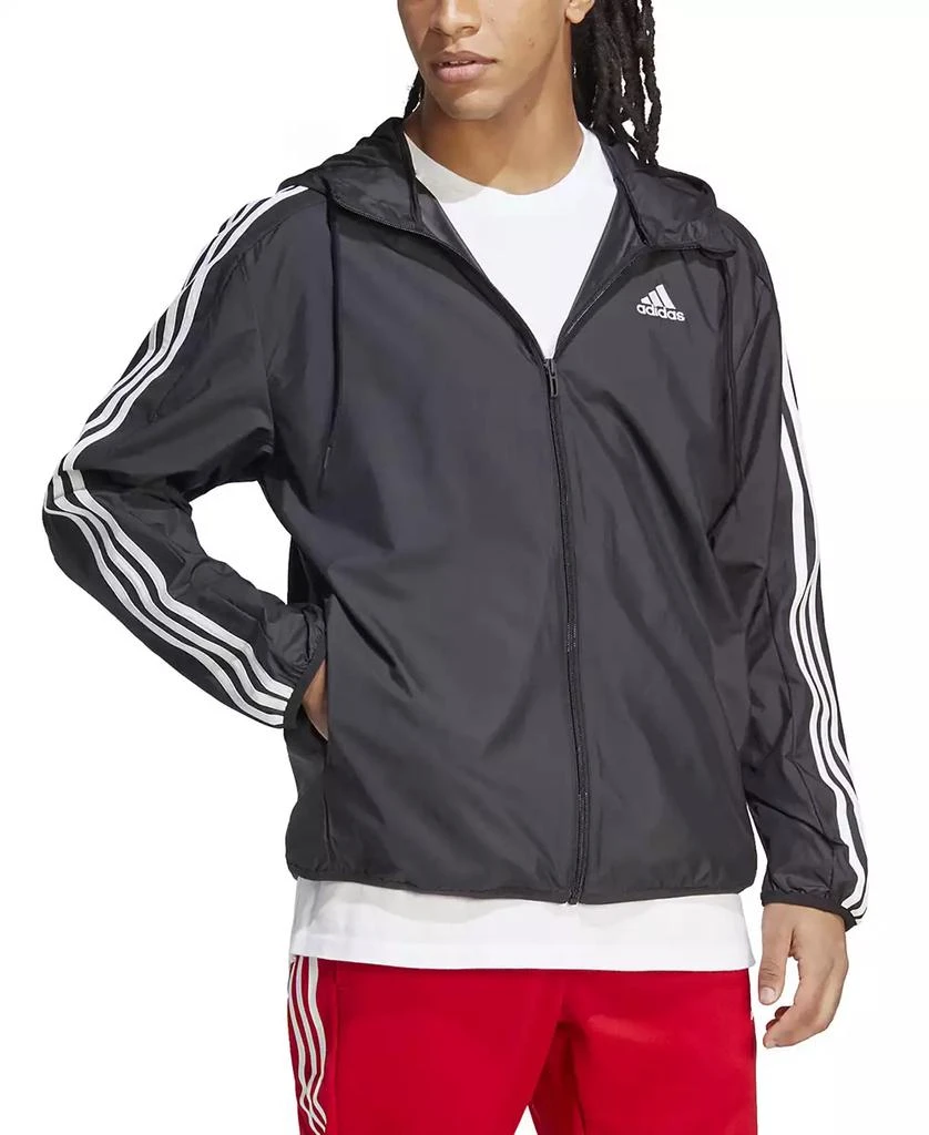 Adidas Men's Essentials Woven Three-Stripes Logo Windbreaker 1