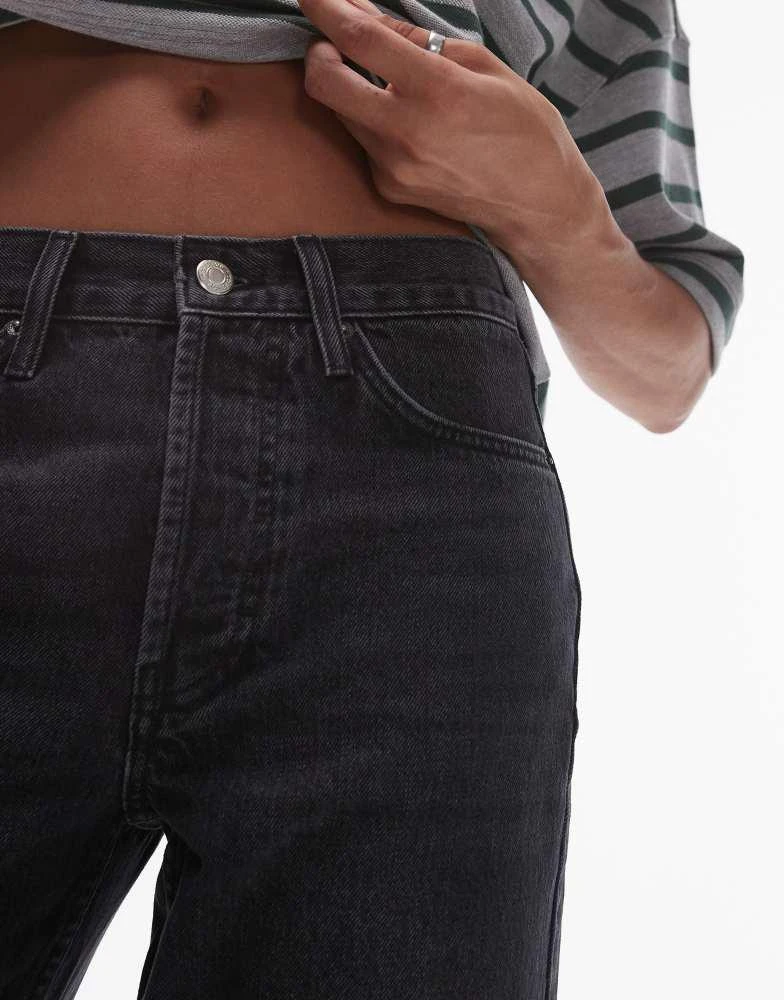 Topshop Topshop Runway mid rise straight cropped jean in washed black 2