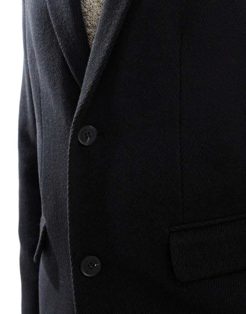 River Island River Island slim overcoat in black 4