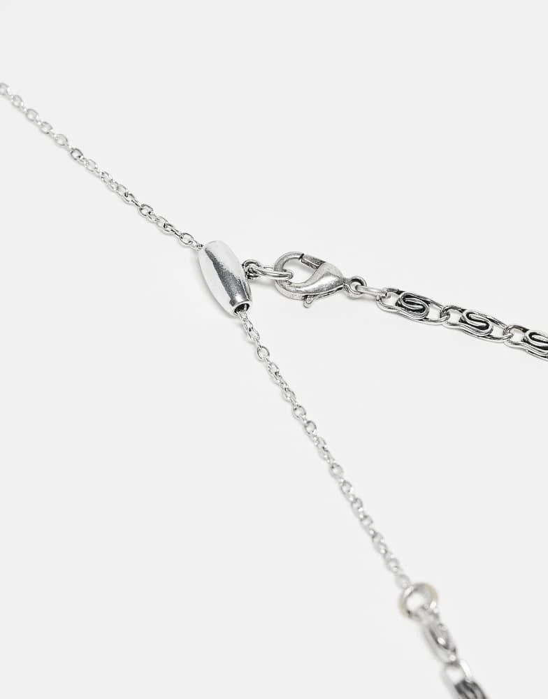 Reclaimed Vintage Reclaimed Vintage unisex cord 2 row necklace in silver 3