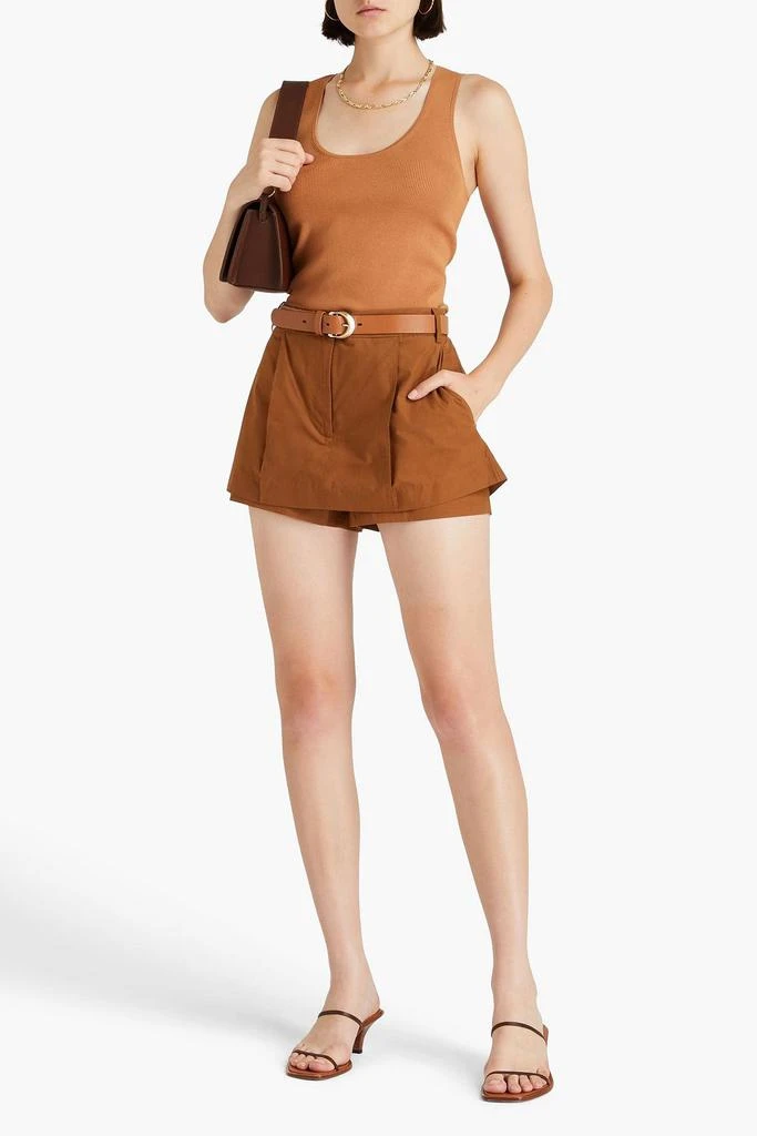 Tibi Pleated cotton-sateen mini skirt 2