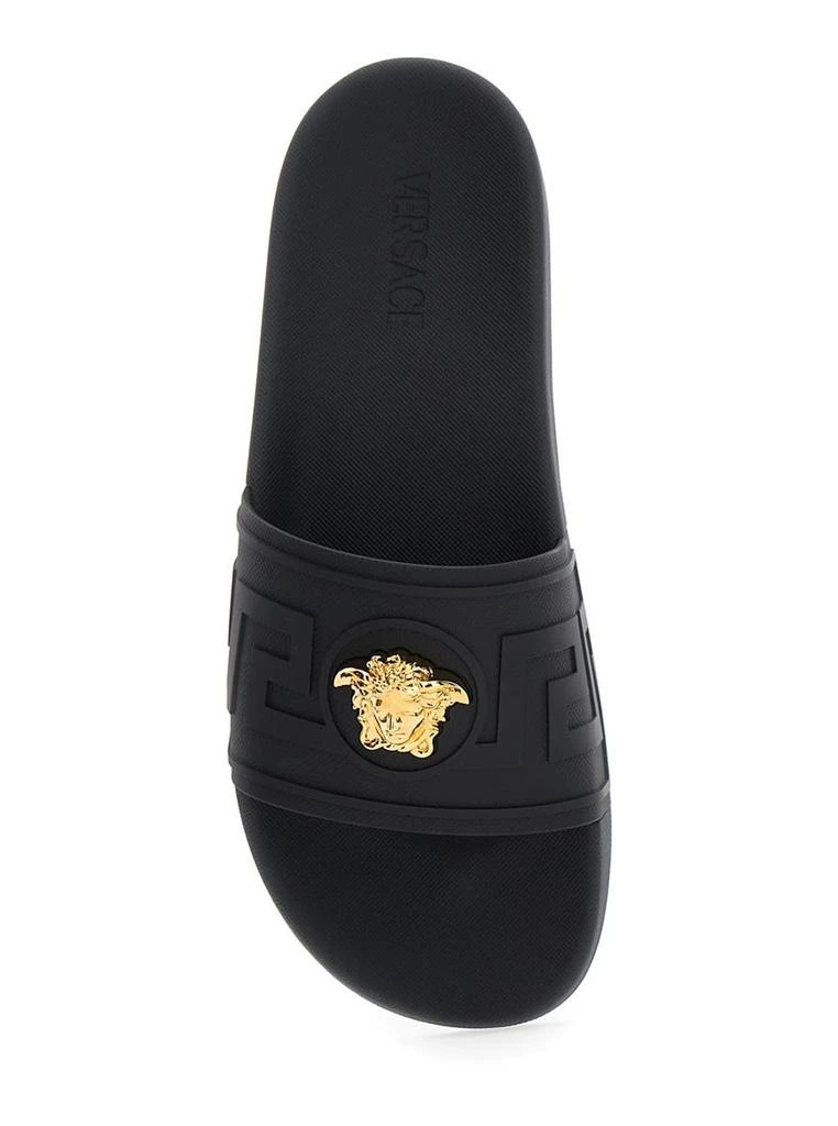 Versace Black Sandals With Medusa Plaque On The Front In Tech Fabric Man 4