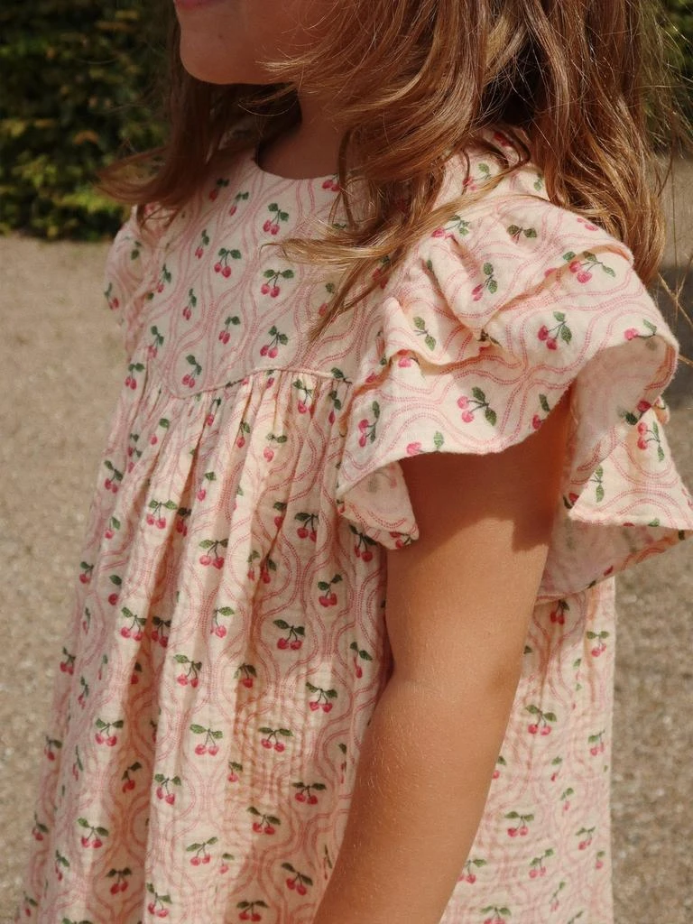 Konges Slojd Girls Coco Cherry Dress in Pink 2