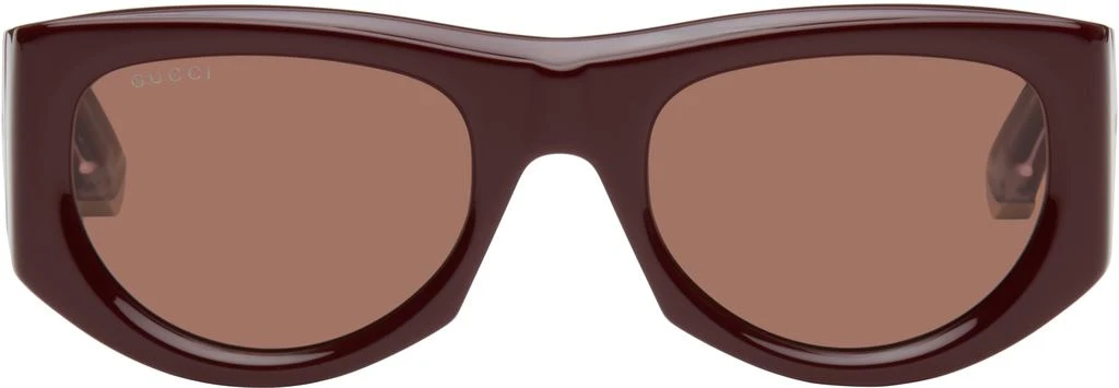 Gucci Burgundy Rectangular-Frame Sunglasses 1