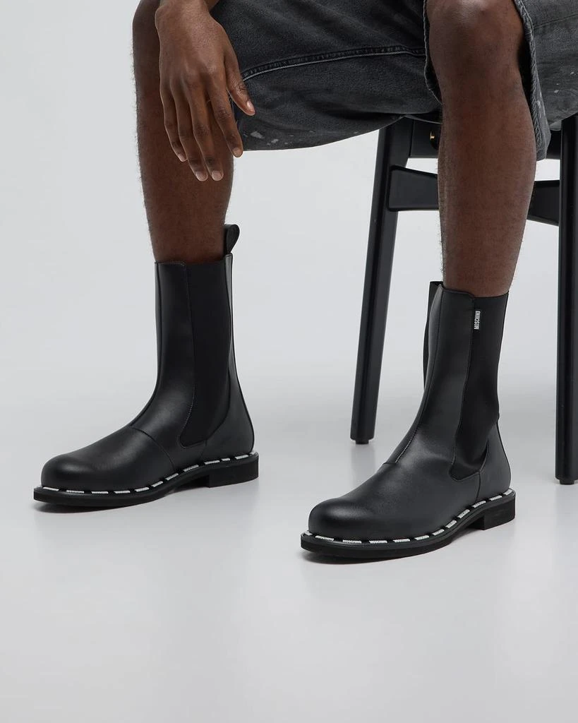 Moschino Men's Leather Label Pull-On Boots 2
