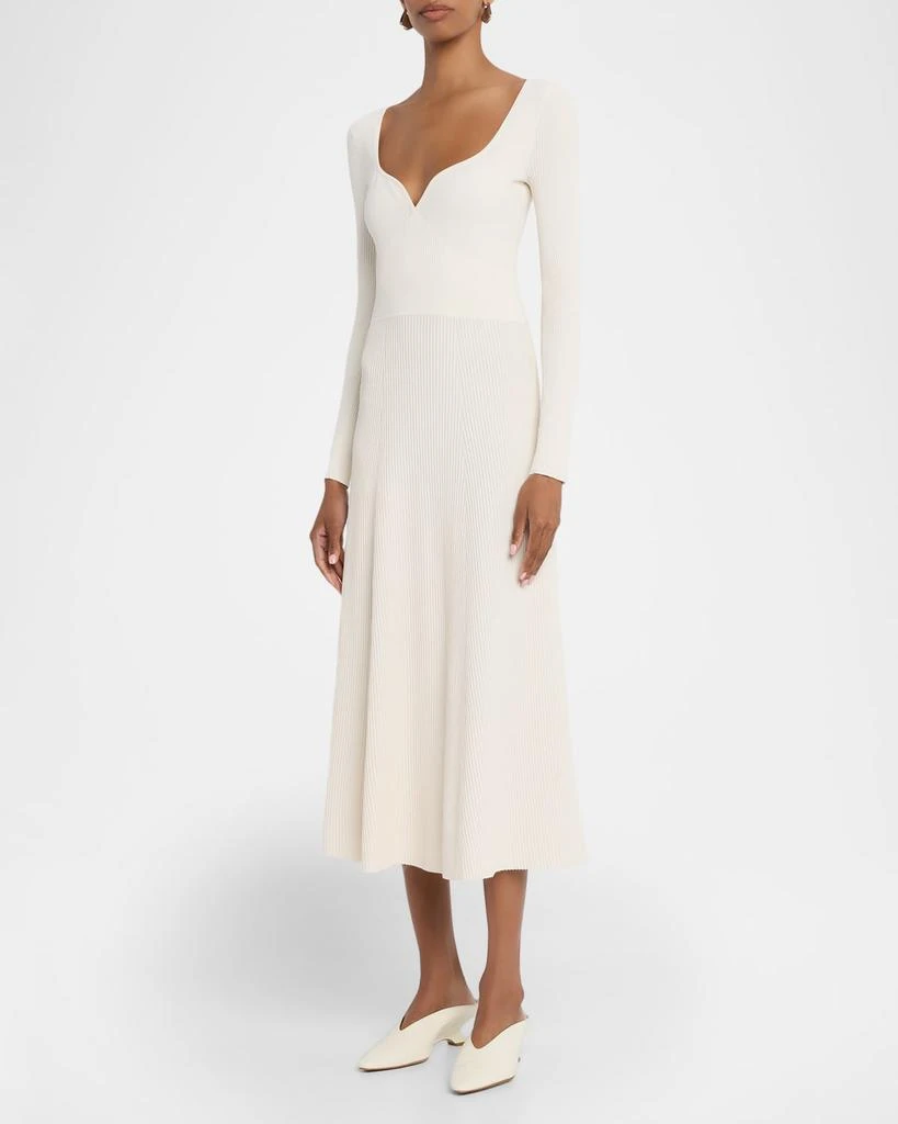MARIA MCMANUS Ribbed Bustier Long-Sleeve Midi Dress 4