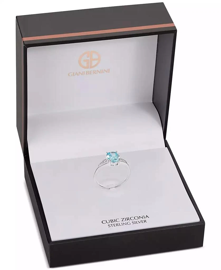 Giani Bernini Cubic Zirconia Aqua Oval & White Baguette Ring in Sterling Silver, Created for Macy's 4