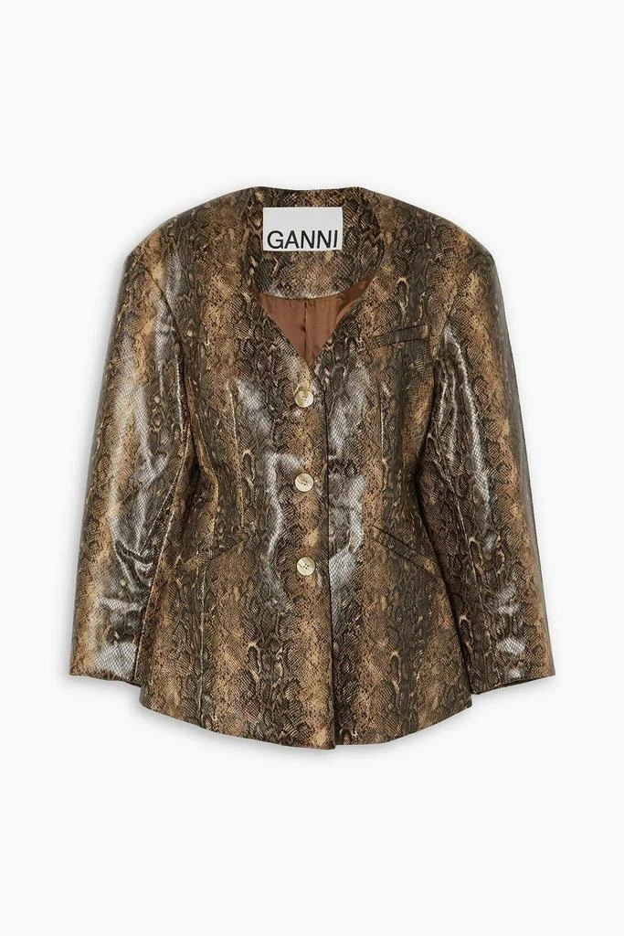 GANNI Faux snake-effect leather blazer 1