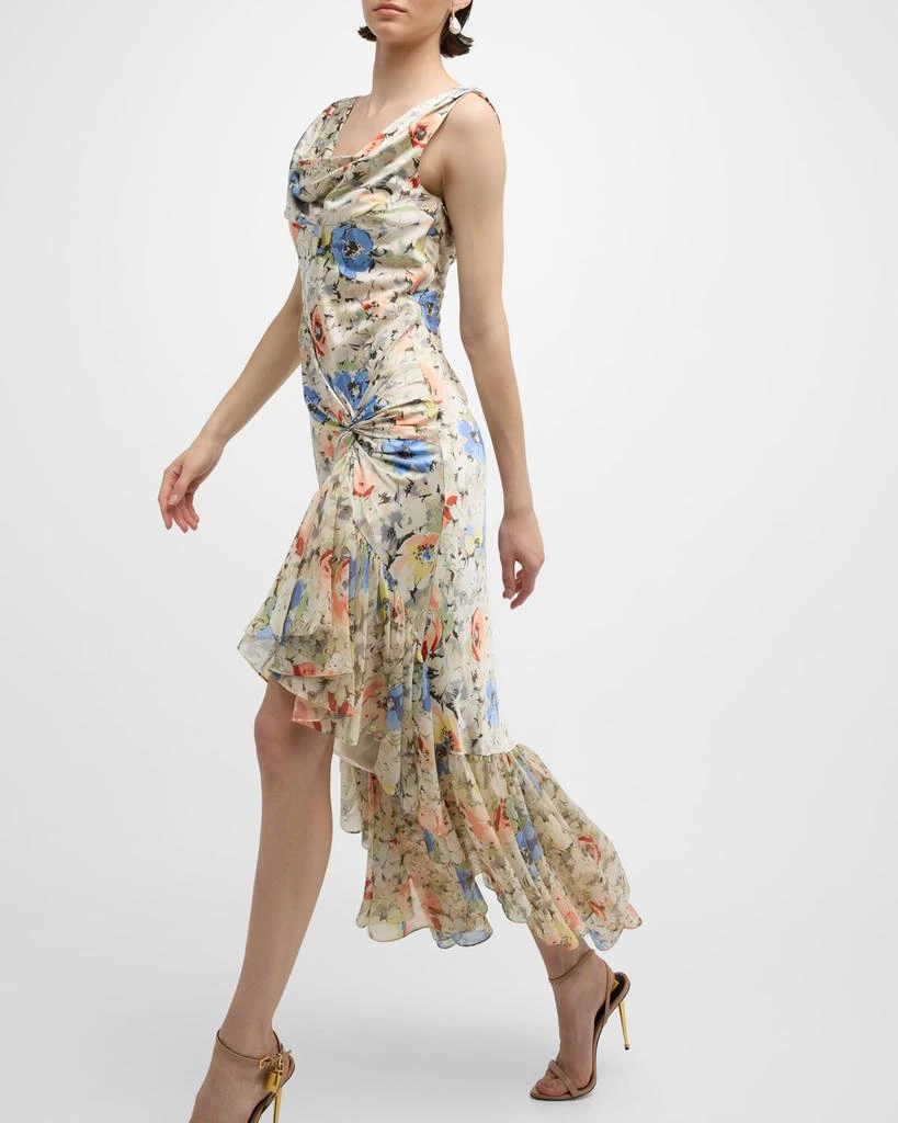 Ciara Floral Silk Sleeveless Ruffled Flounce Midi Dress  On Sale Now with  Up to 68% Off | Discover Exclusive Deals & Savings at BeyondStyle   Authentic Cinq a Sept dresses|women|Women|women's clothing