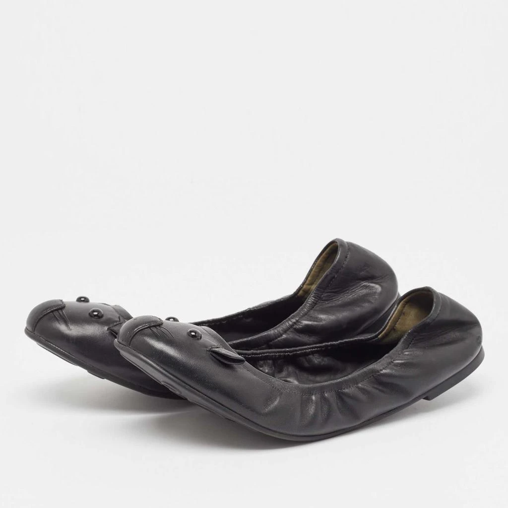 Marc Jacobs Marc Jacobs Black Leather Mouse Scrunch Ballet Flats Size 40 2