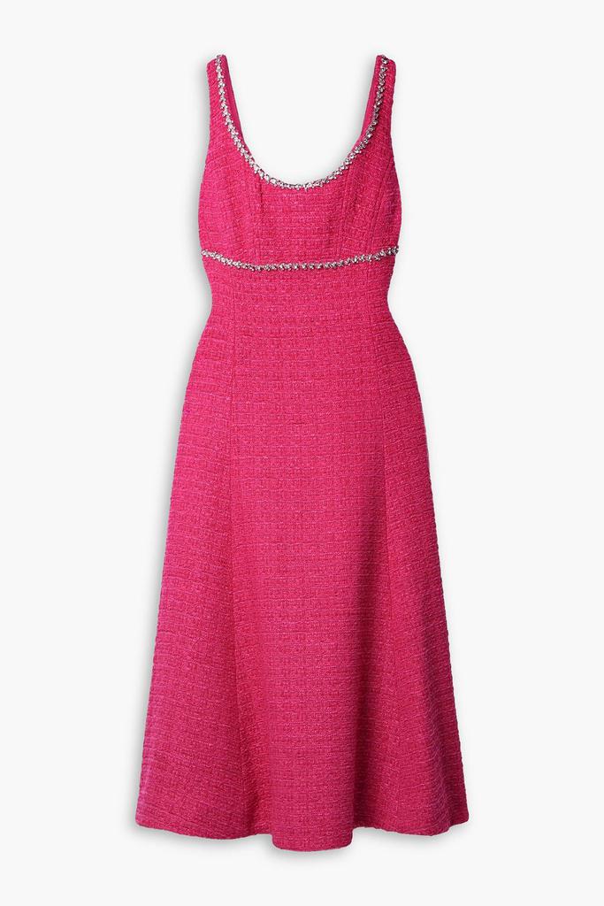 SELF-PORTRAIT Crystal-embellished bouclé-tweed midi dress
