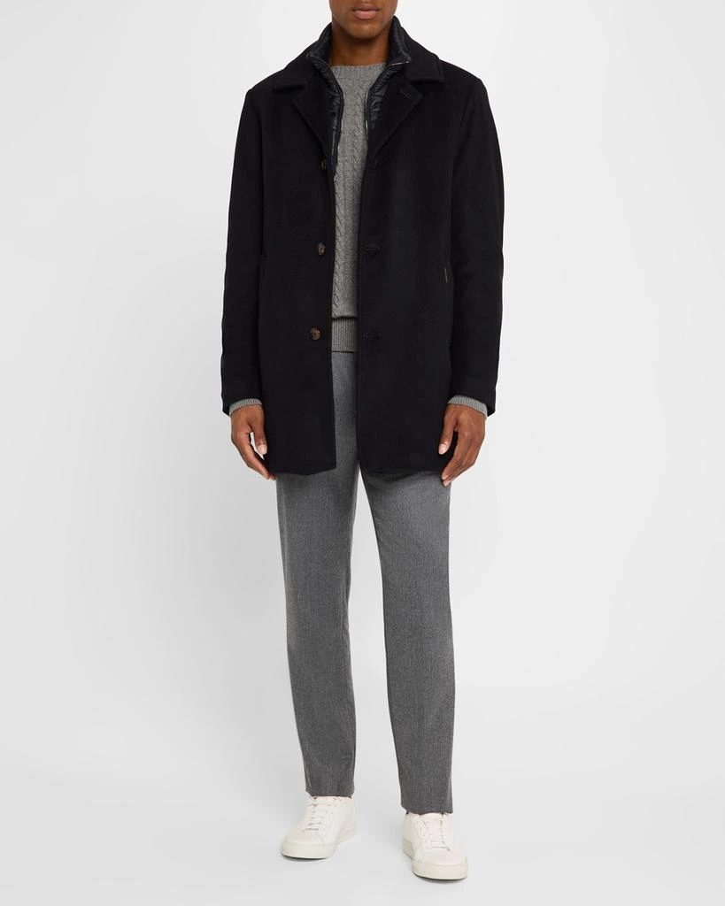 MOORER Men's Wool-Cashmere Topcoat with Bib 2