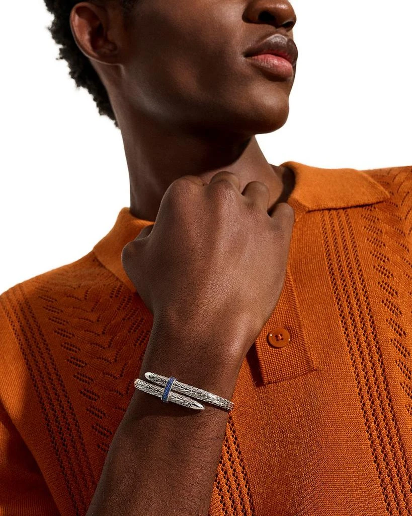 John Hardy Sterling Silver Blue Sapphire Spear Flex Cuff Bracelet 7