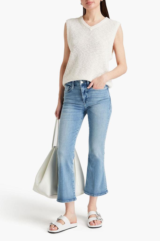 FRAME Le One Crop Mini Boot faded high-rise bootcut jeans