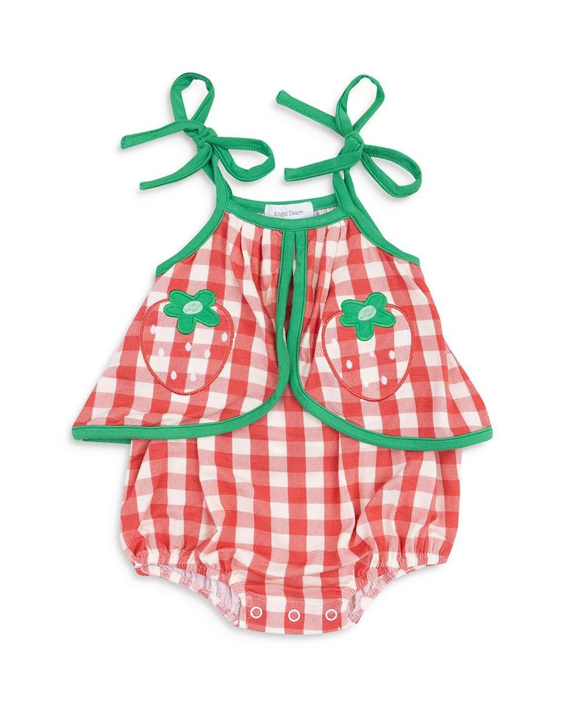 Angel Dear Girls' Strawberry Gingham Swing Front Sunsuit With Appliqués - Baby 1