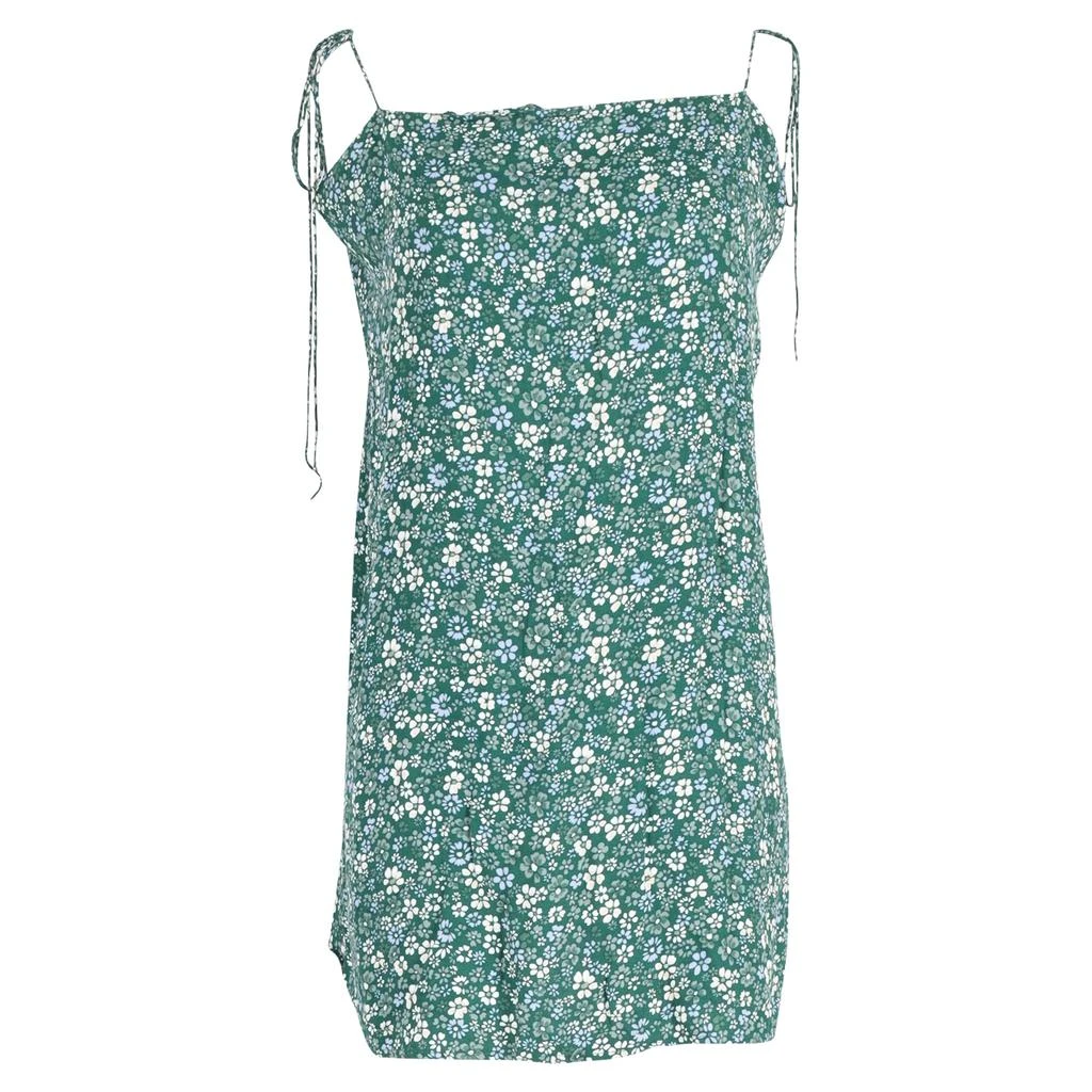 green emerald velvet dress Reformation Mini Wrap Dress Green Ruffled Floral Print Crepe Size Extr –  Celebrity Owned