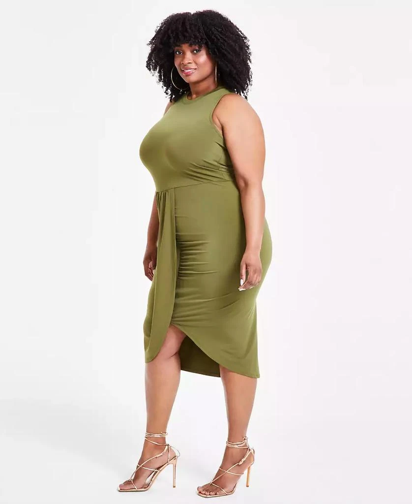 Nina Parker Trendy Plus Size Ruched Draped Midi Dress, Created for Macy's 3