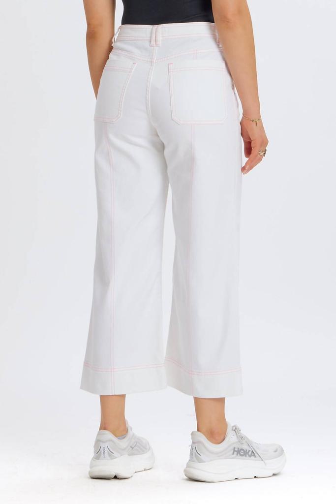 Something Navy Something Navy - Contrast Stitch Cropped Wide Leg Denim Jeans