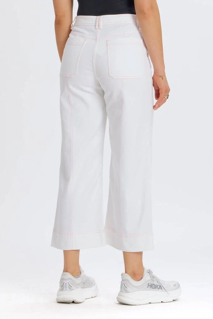 Something Navy Something Navy - Contrast Stitch Cropped Wide Leg Denim Jeans 2