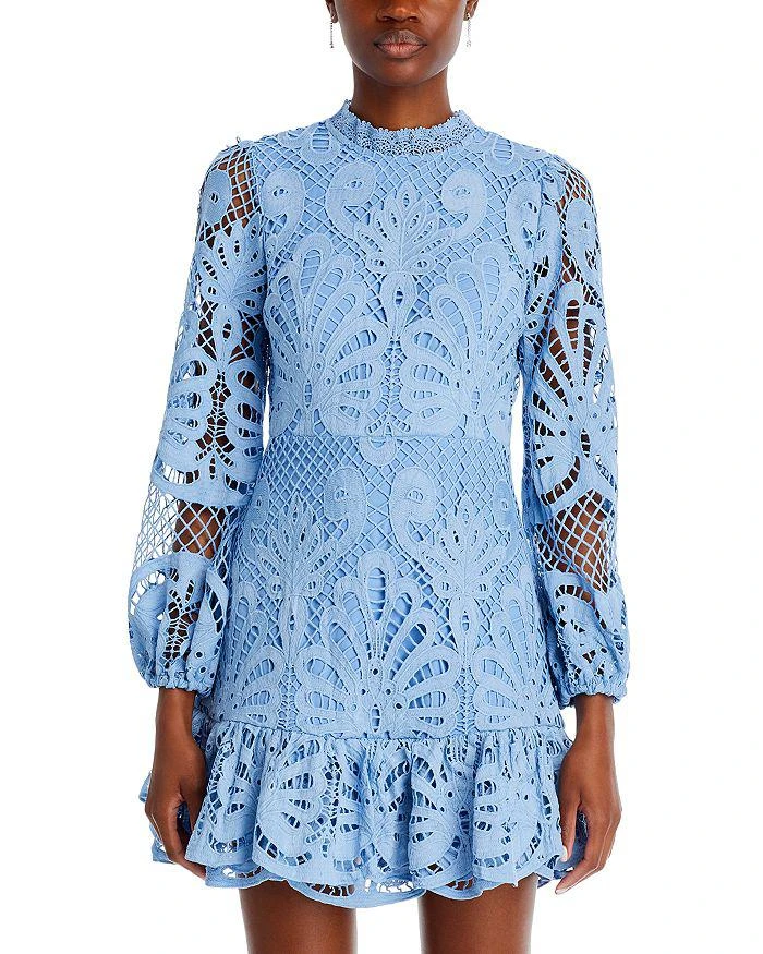AQUA Long Sleeve Lace Dress - Exclusive 7