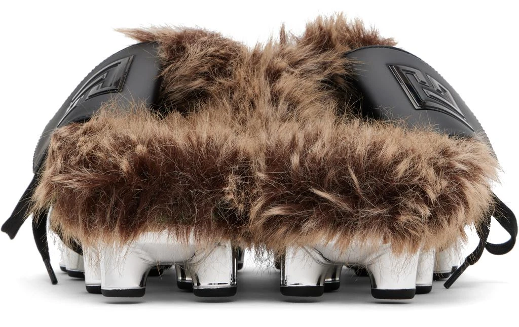 Balmain Silver 
Green Half Time Faux Fur-Lined Mule Slip-on Loafers 2