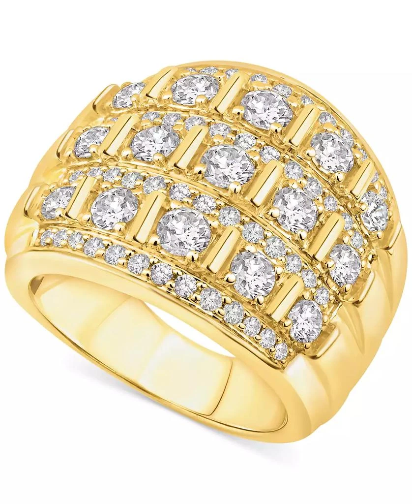 Macy
s Men
s Diamond Multirow Polished Statement Ring (3 ct. t.w.) in 10k Gold 3