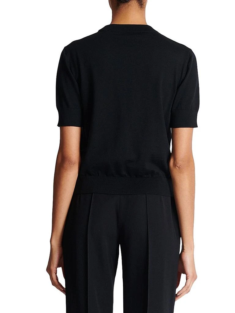 Balmain Logo Merino Wool Short-Sleeve Bi-Color Knit Top 5