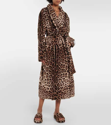 Dolce 
Gabbana Logo leopard-print terrycloth slides 2